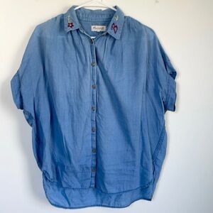 Madewell blue oversized blouse